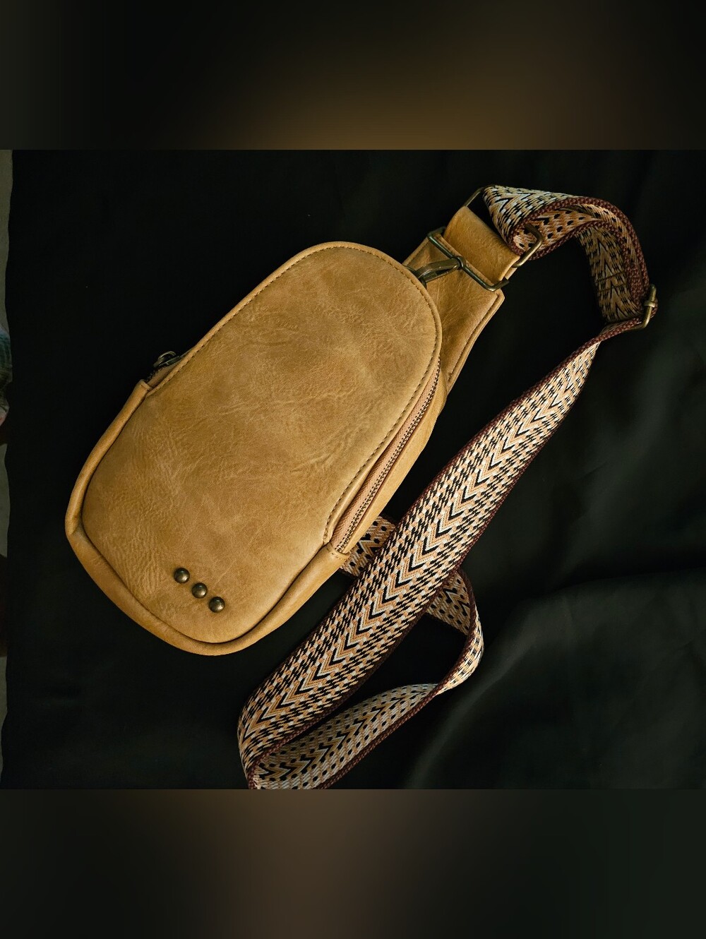 Pretty Simple Tan Leather Crossbody Sling Bag